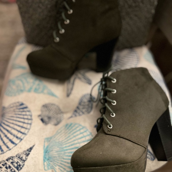 Suede Ankle Bootie Boots in Forest Green and Chocolate Brown $32.00 each - Picture 3 of 6